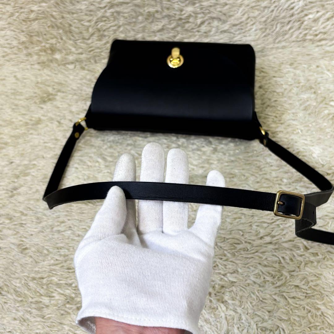 極美品】ヘルツ ライトミニショルダー ブラック 黒 クロスボディ 斜め