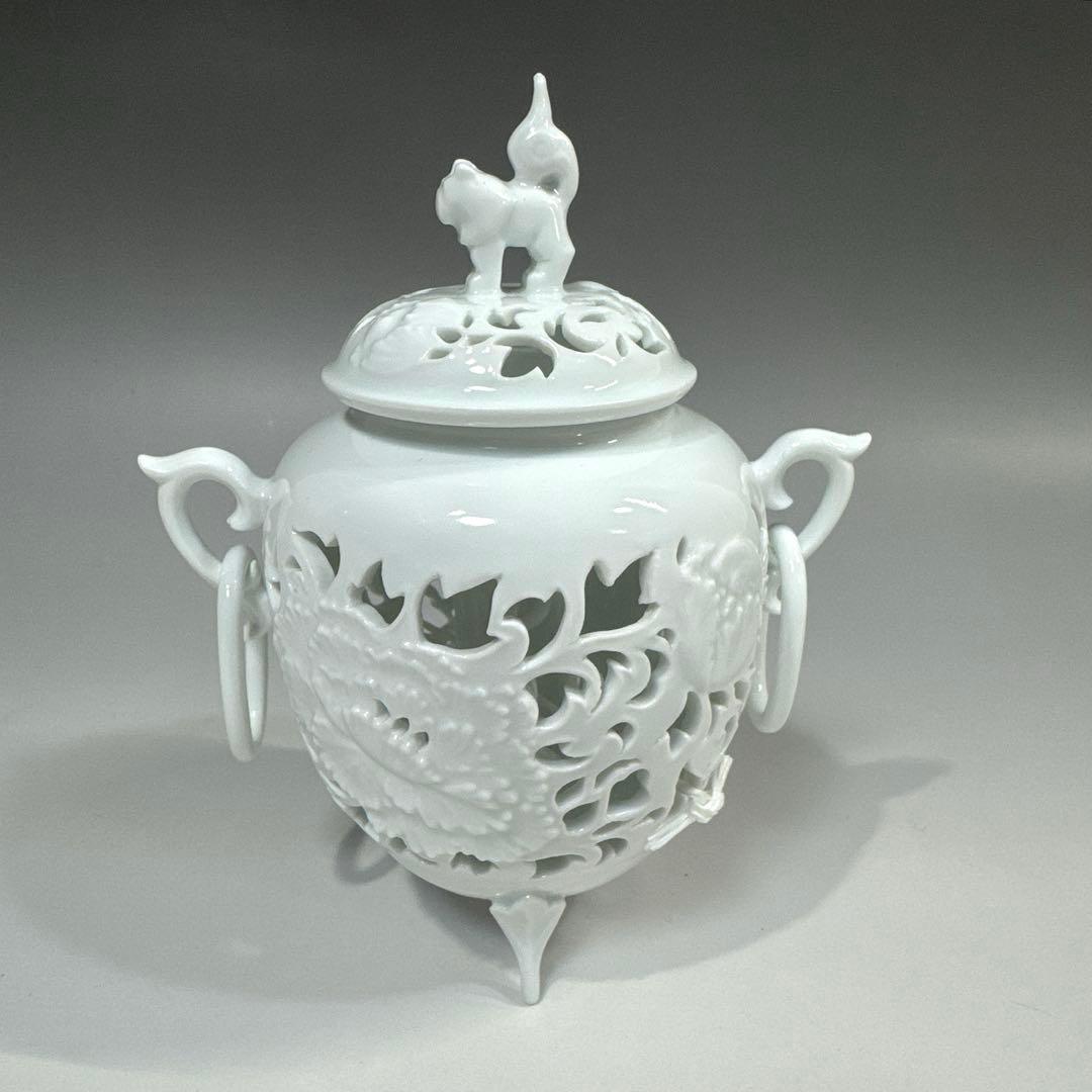 有田焼 杉原一壺 白磁 唐草透かし 耳付 香炉 - メルカリ