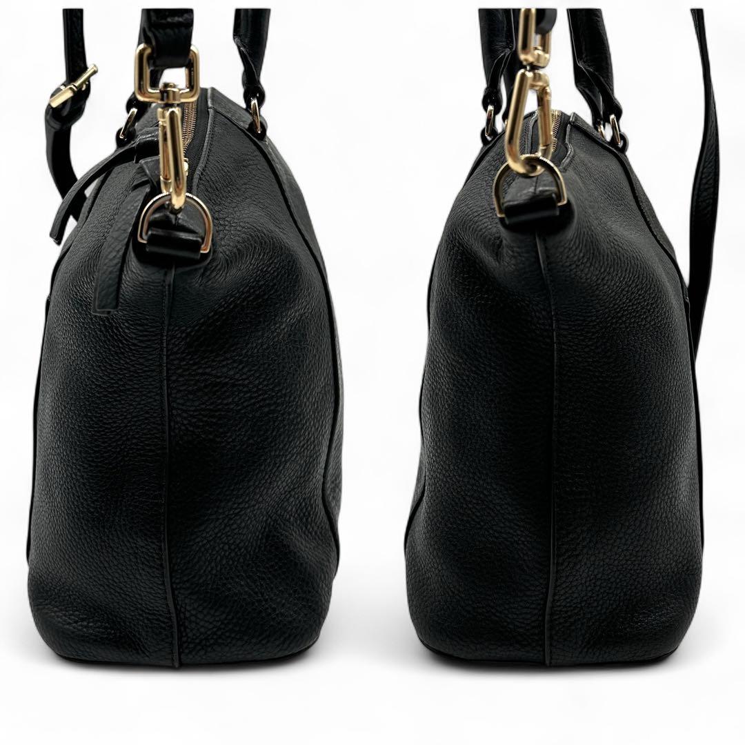 極美品 トリーバーチ 2way ショルダーバッグ ビックロゴ レザー 黒