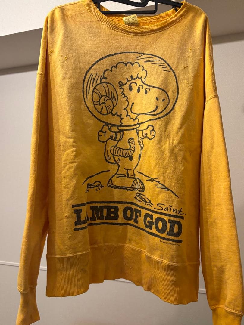 24SS saint mxxxxxx スヌーピー トレーナー　イエロー セントマイケル スウェット スヌーピー LAMB OF GOD 24ss メンズ SIZE
