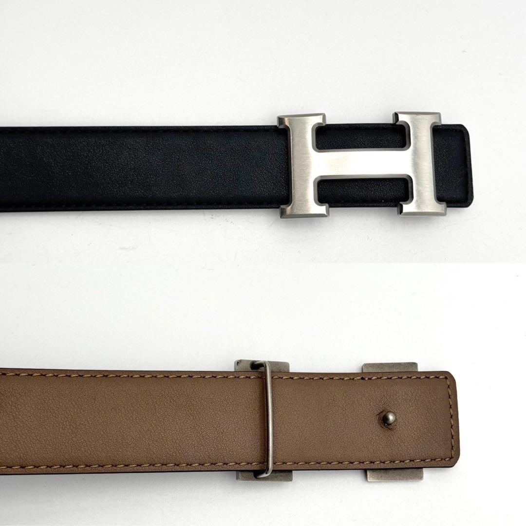 美品✨ エルメス コンスタンス Hバックル ベルト ヘアライン シルバー