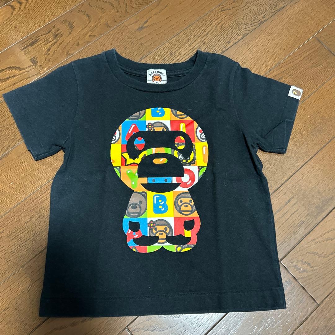 BAPEKIDS ネイビーTシャツとキャラクター柄パンツセット 100cm正規品