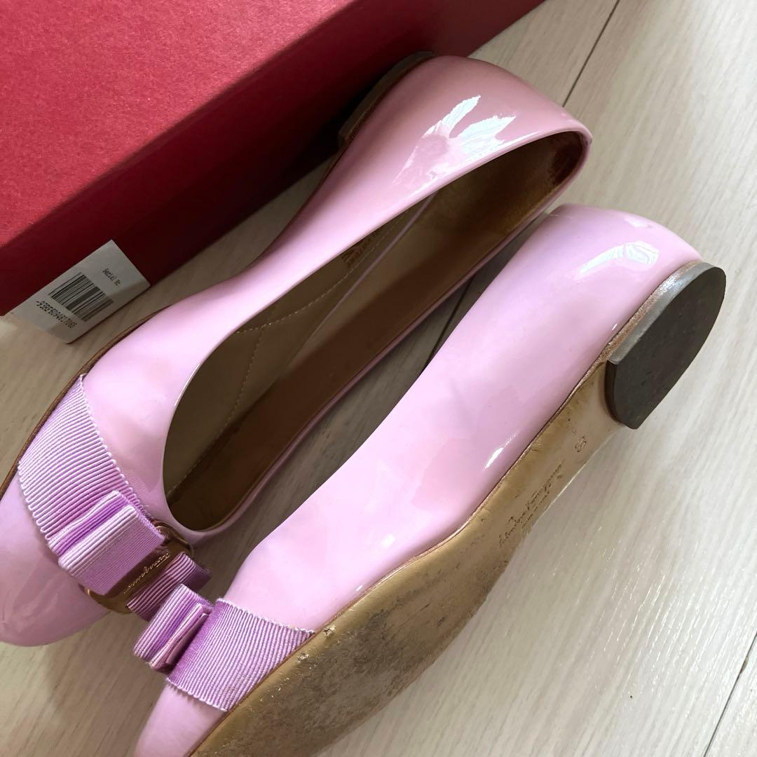 美品2度着　フェラガモ　ピンクバレーシューズ　6 (23.0cm〜23.5cm)