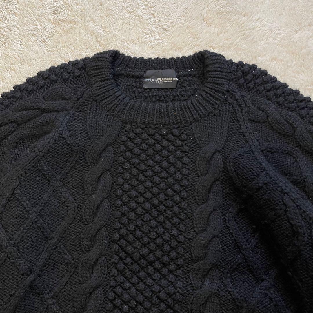 入手困難 vintage 古着 肉厚 フィッシャーマン アランニット ブラック