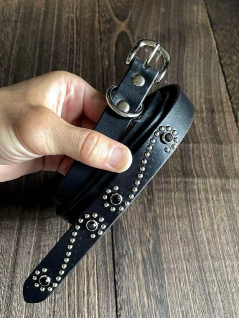 オーダー品 スタッズナローロングベルト シルバーS字 2連 ミッスーリ