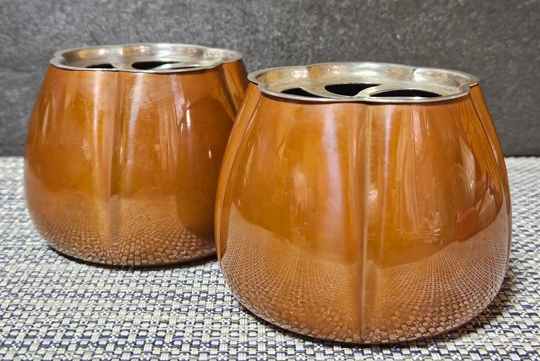 銀座 山崎商店謹製 赤銅 阿古陀香炉 一対 共箱 茶道具 香道具 透かし蓋