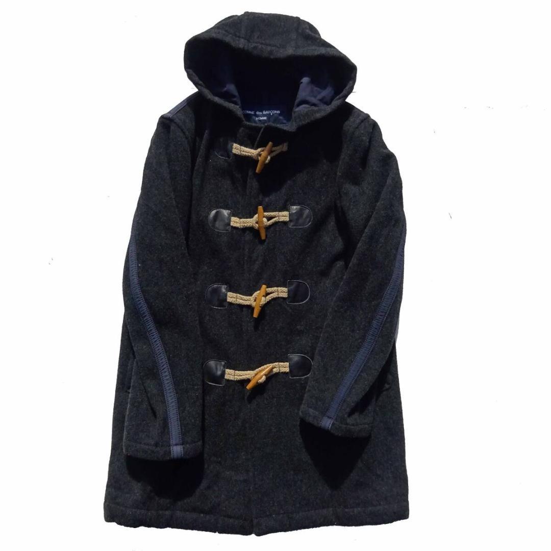 希少　コムデギャルソンオム　プリント切り替えパイピングロゴ ダッフルコート S 希少 コムデギャルソンオム プリント切り替えパイピングロゴ ダッフル