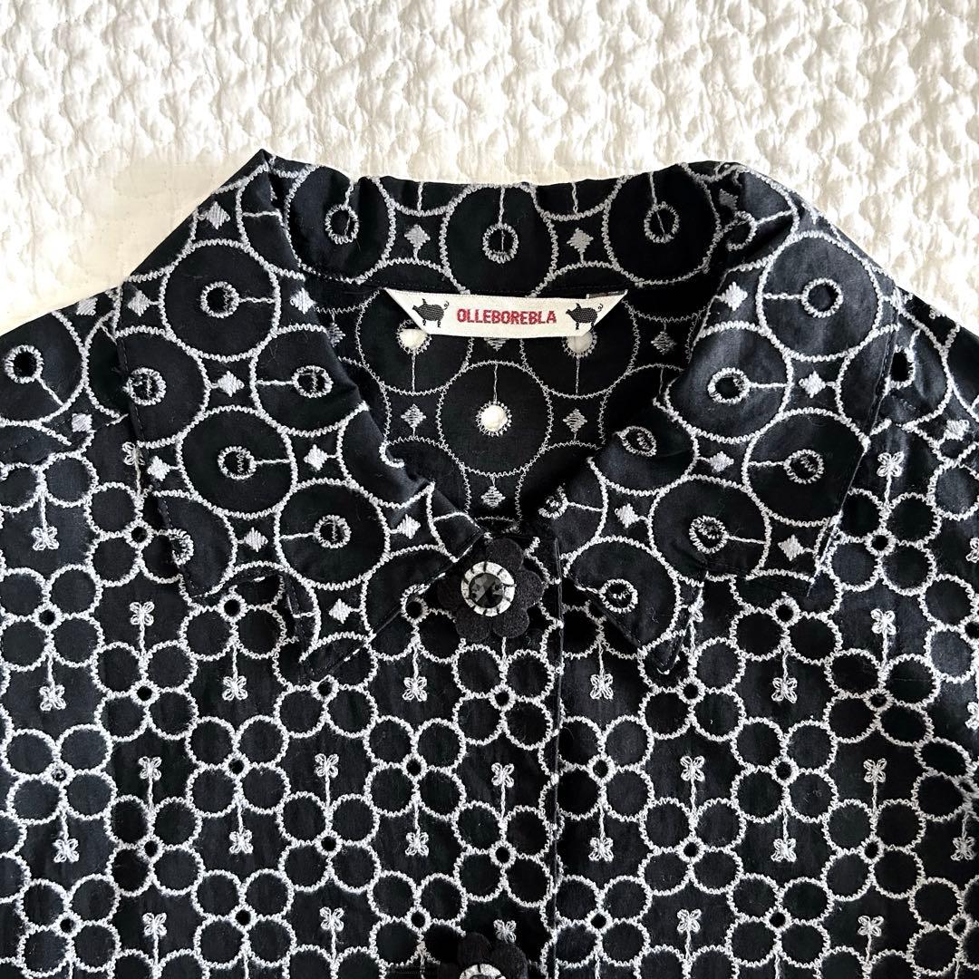 新品未使用品 希少 アルベロベロ 総刺繍 ブタさん シャツ 羽織り 黒灰
