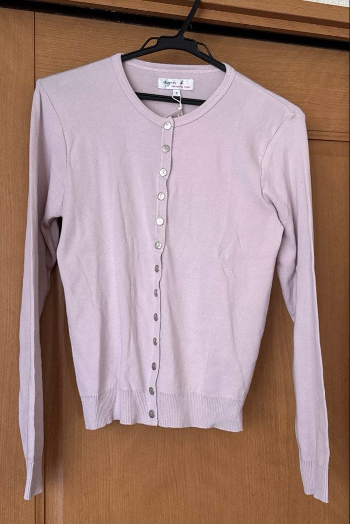 アニエスベー　カーディガン　ピンク　3 コットン メルトン カーディガンプレッション [Made in France