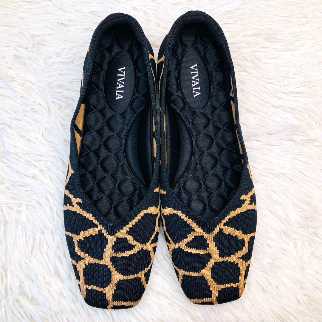 極美品】希少VIVAIA 38 キリン柄 スクエアトゥ シュークリップタッセル