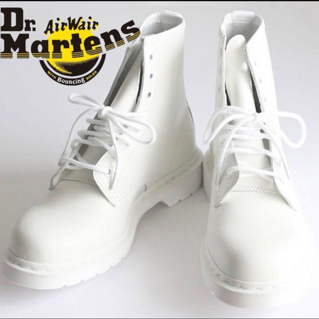 ドクターマーチン ハイカット 白 靴 8ホール - メルカリ