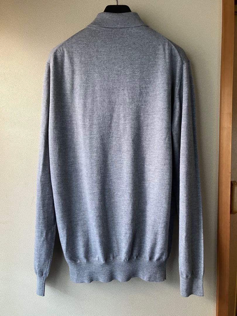 Cruciani ウール 27G ニットポロ 製品染め 長袖 杢グレー 52 | 激安