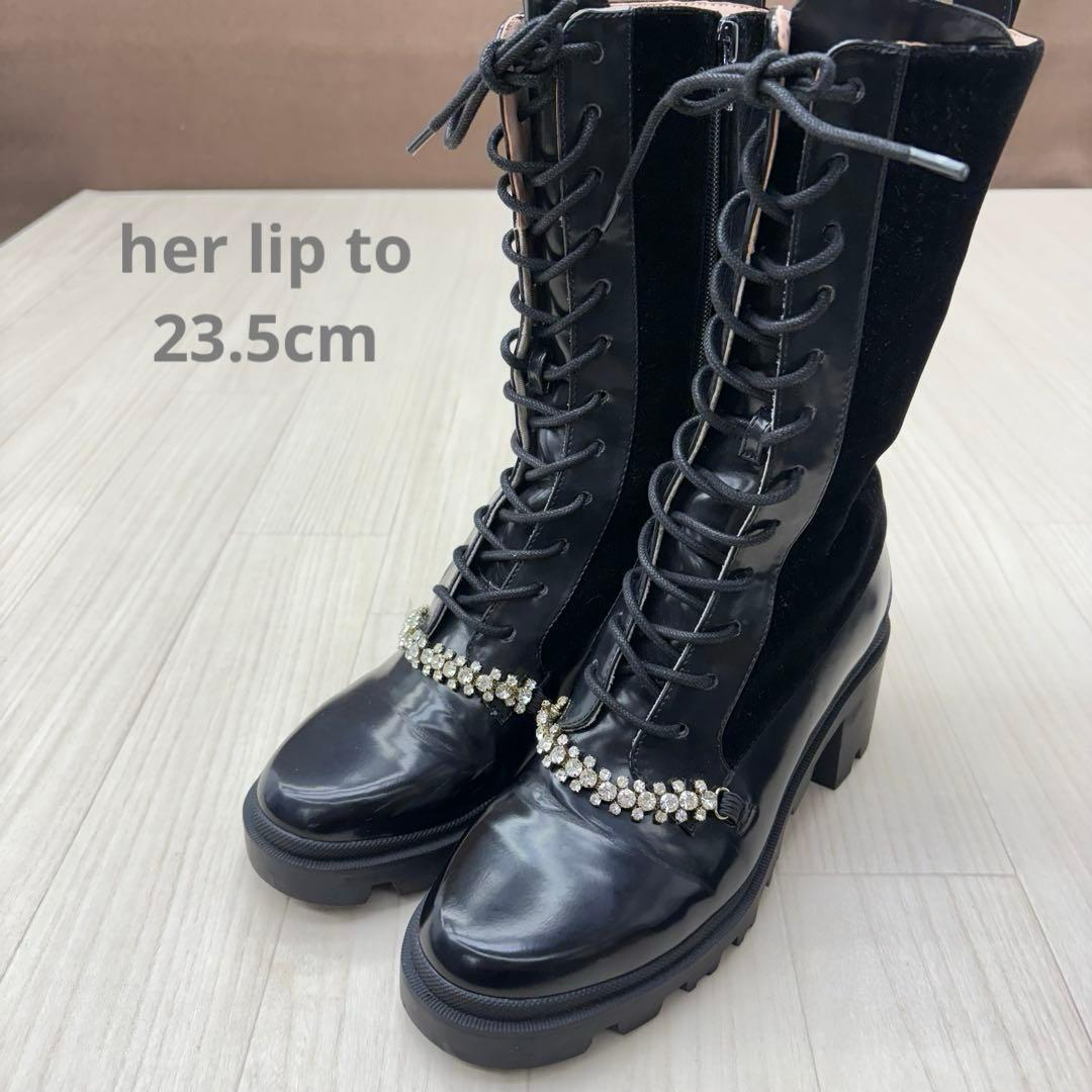 □ herlipto Crystal Lace-Up Ankle Boots - メルカリ