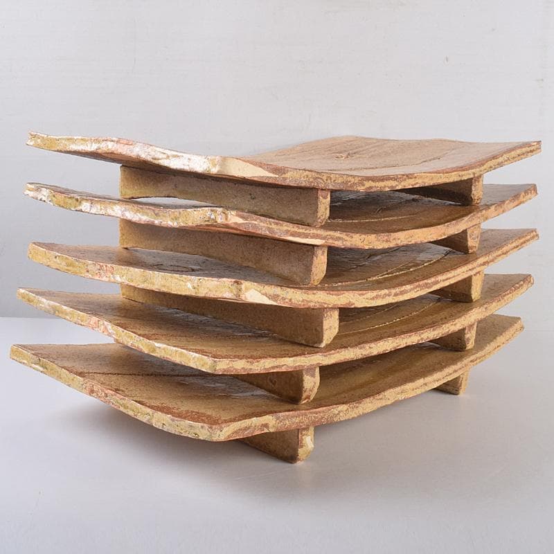 和食器 番浦史郎 釘彫文鉢 四方鉢 板皿 長方皿 五客 共箱 M R8876B