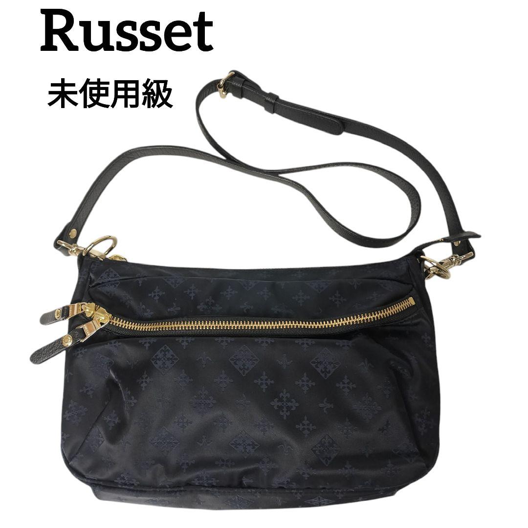 未使用級】ラシット モノグラム柄 ショルダーバッグ ネイビー ゴールド