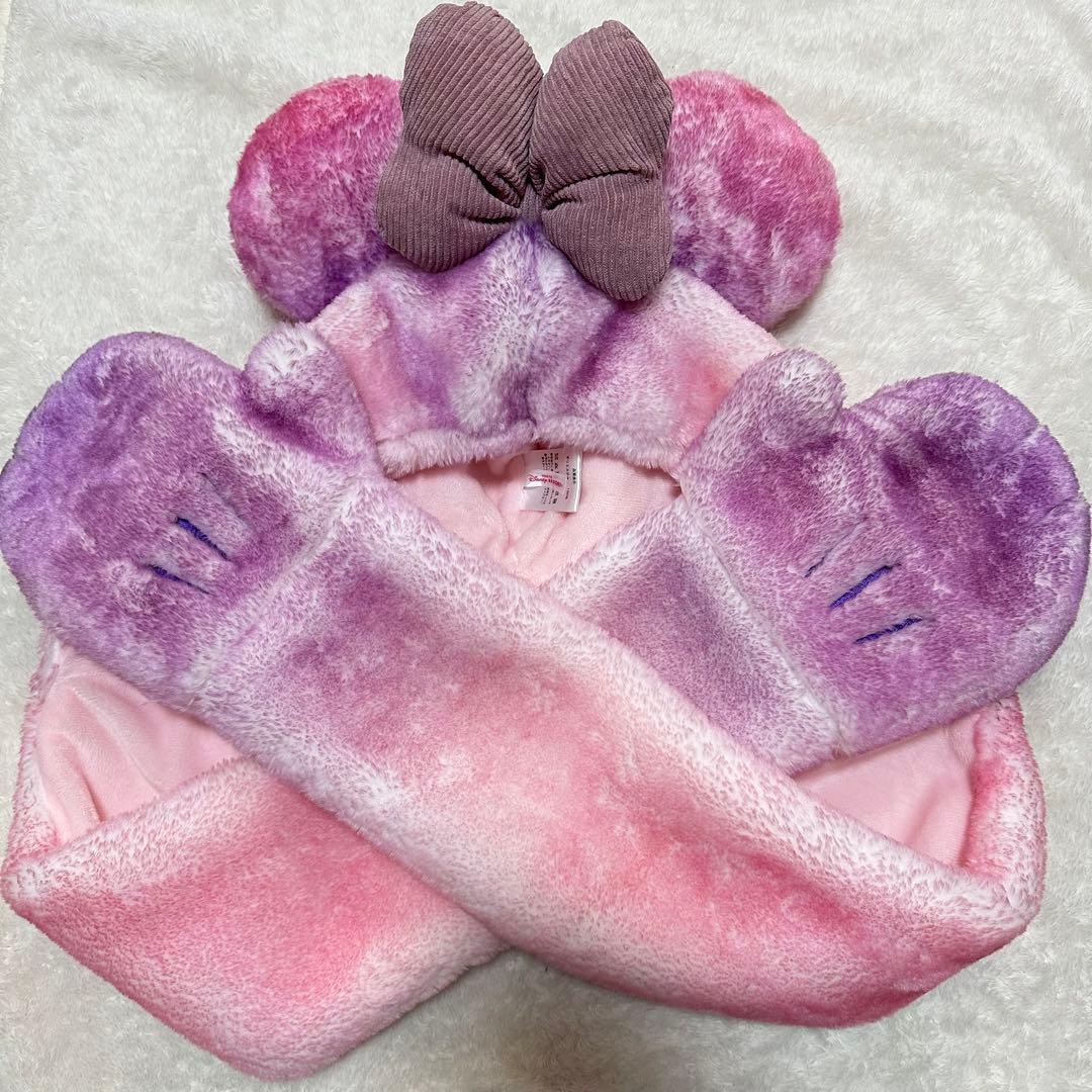 ディズニー マフラーファンキャップ ミニー ピンク 紫 ファン