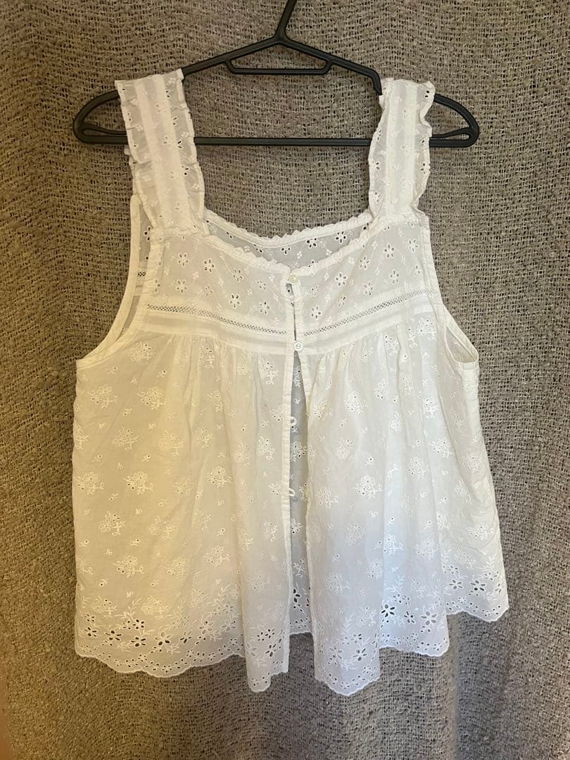 BEAMS BOY ホワイトキャミソール　レイヤード Ray BEAMS Ray BEAMS Jacquard Camisole (T-shirts, Cut and Sewn