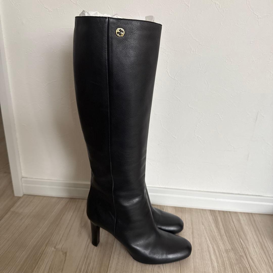 【Ari】GUCCI 黒　ロングブーツ　381/2 24.5cm