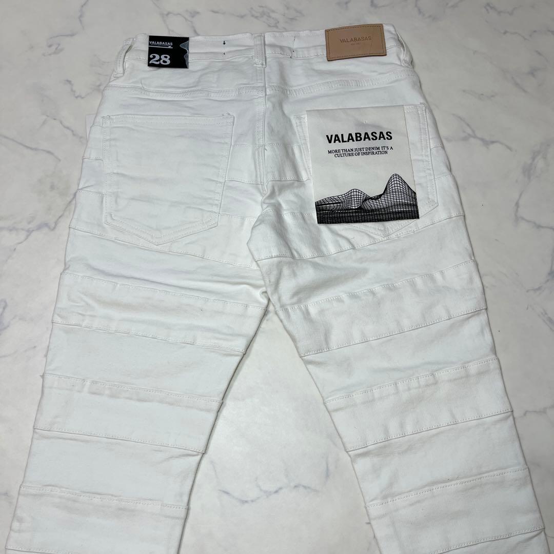 valabasas バラバサス パネルダメージフレアスキニーデニム ホワイト