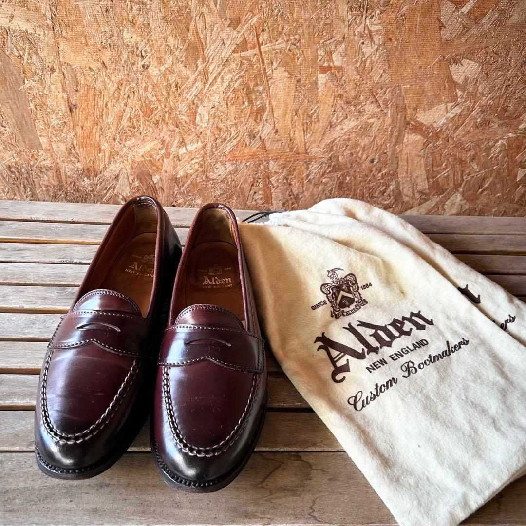 名作 Alden 14501 コードバン ローファー 7.5D 袋付き
