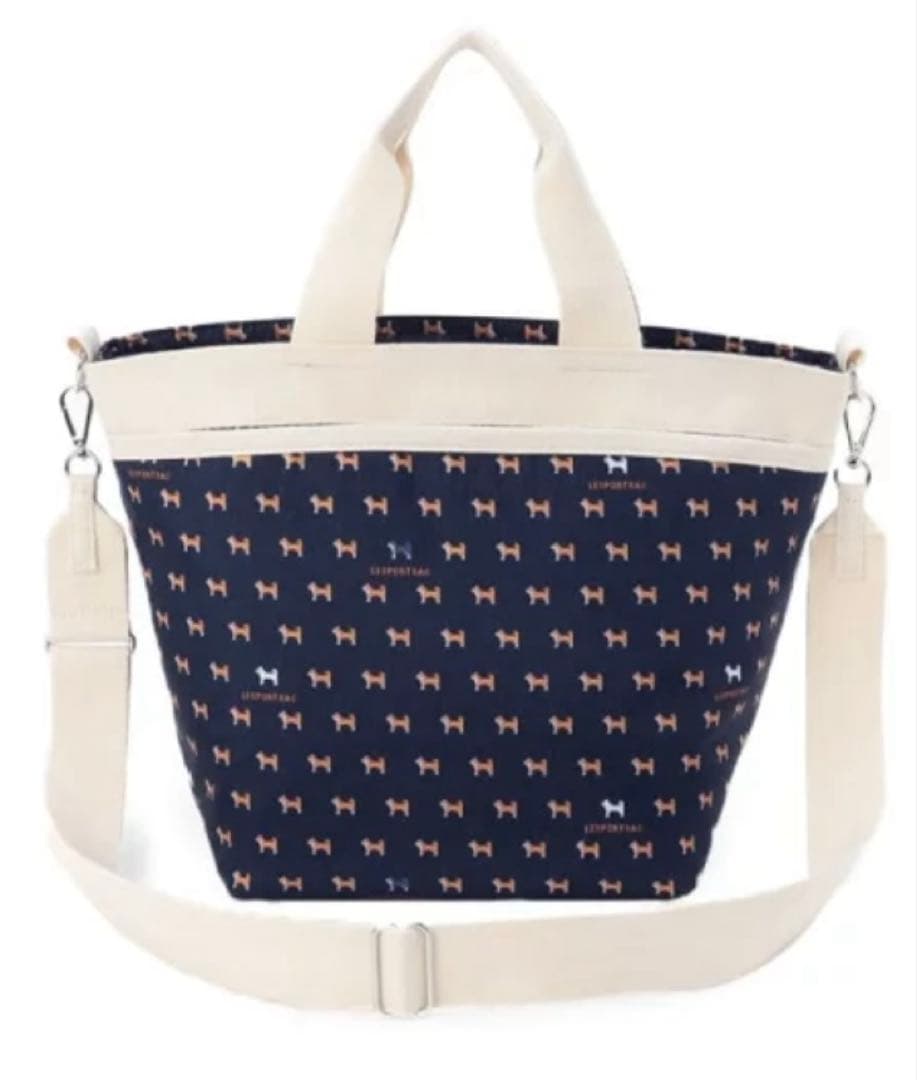 日本限定】レスポートサック BUCKET TOTEデニムシバピクセル 柴犬柄