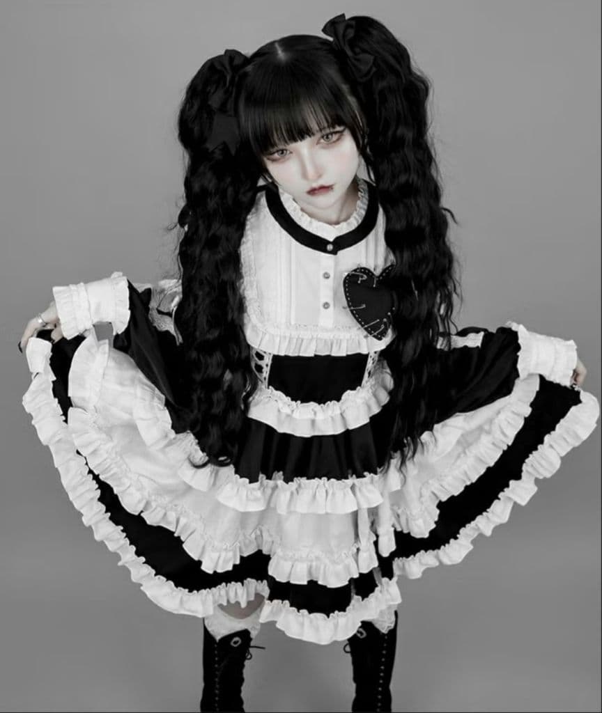 DimMoire フリルに埋もれて見る悪夢ドレス Black＆White タグ有 - メルカリ