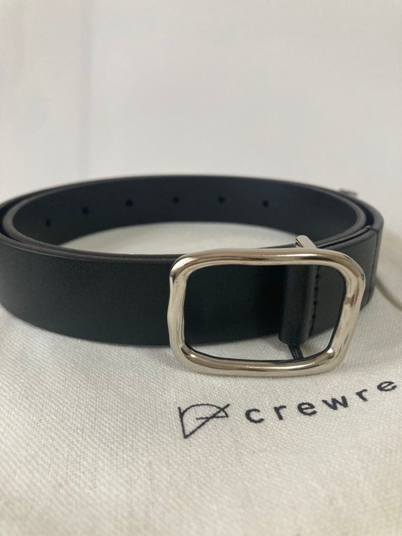 試着のみ】CREWRE クルーレ ボタンスタッズレザーベルト 黒 サイズ1の