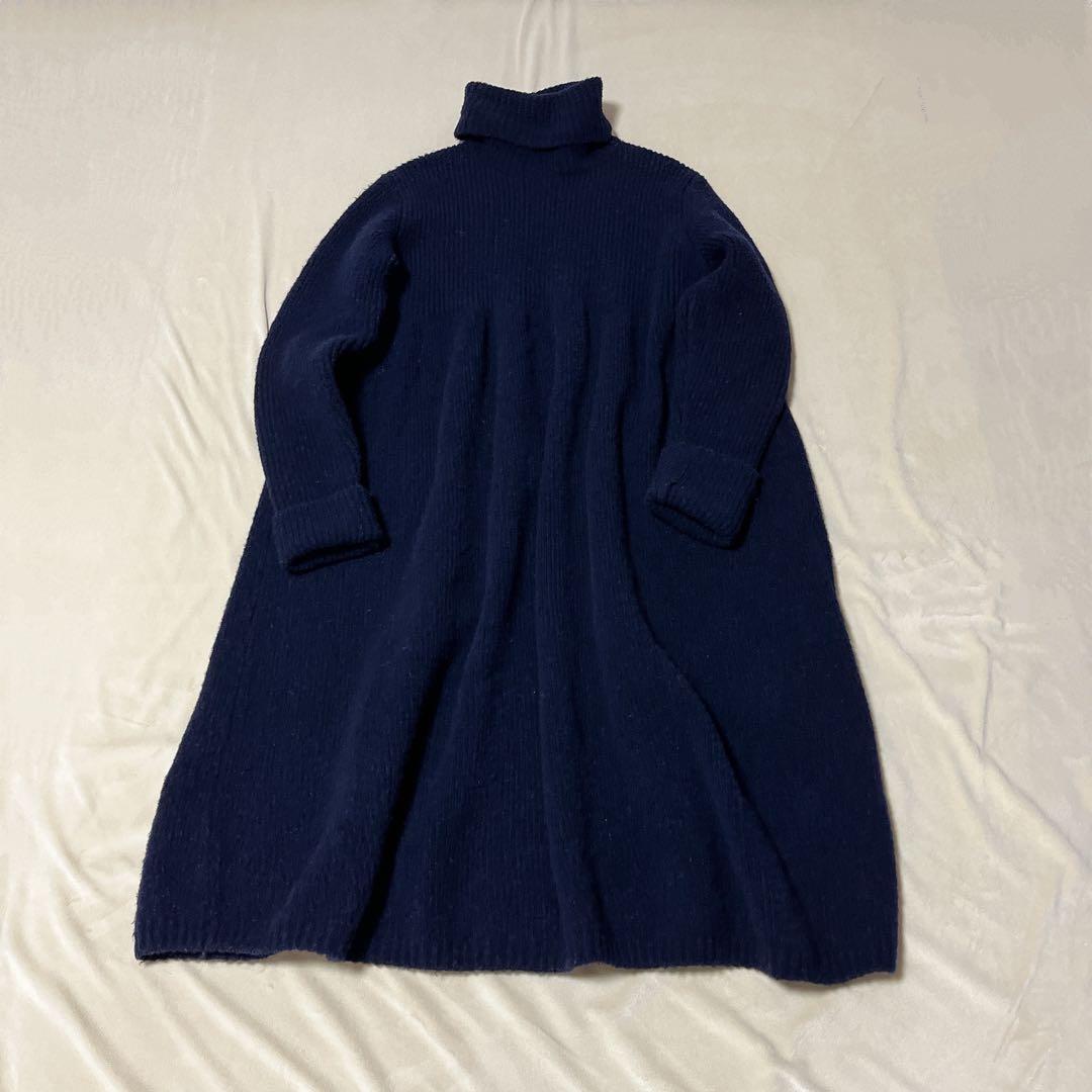 タグ付】45R ふわふわループニットワンピース タートルネック ウール