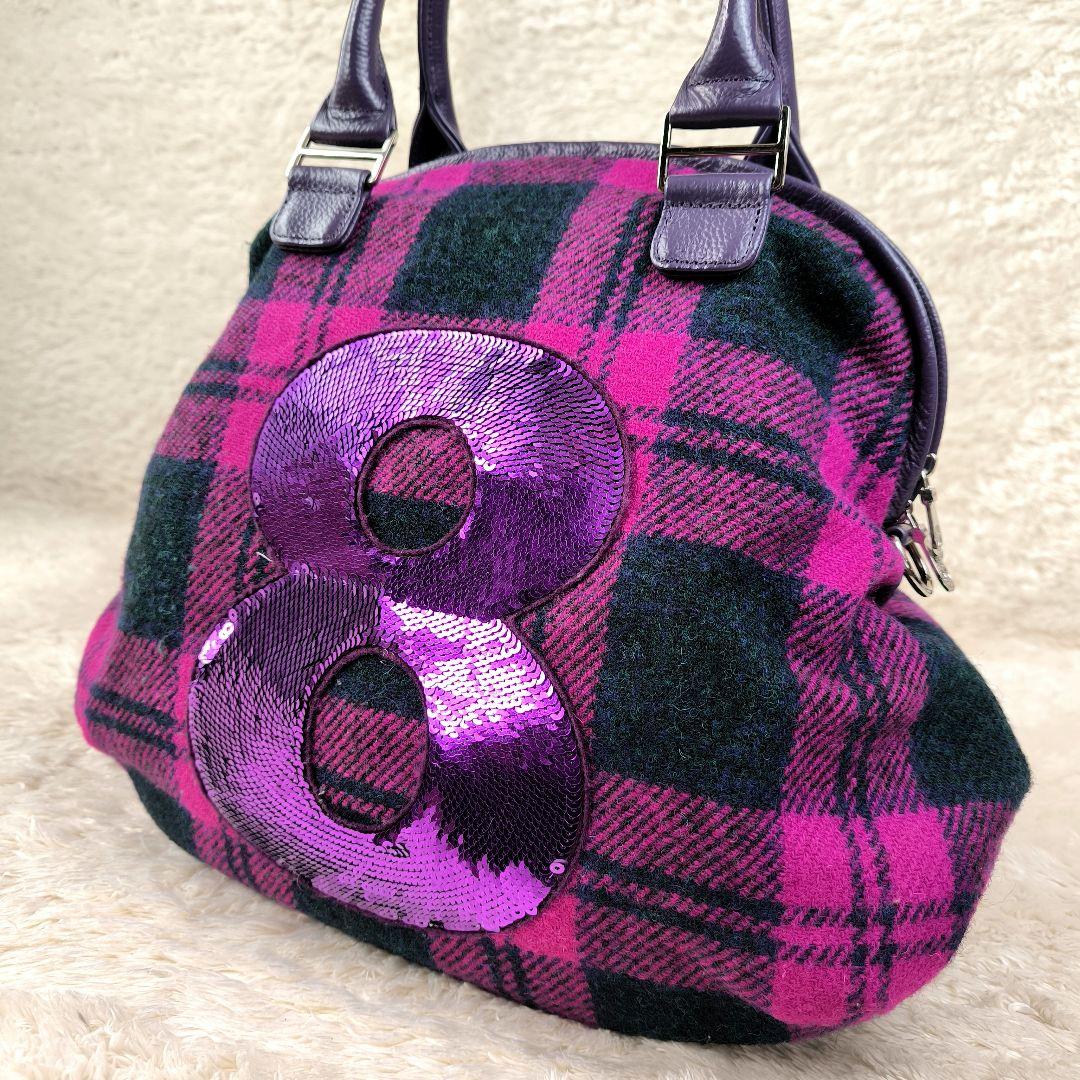 希少】muta × ハリスツイード 8バッグ ハンドバッグ スパンコール 紫
