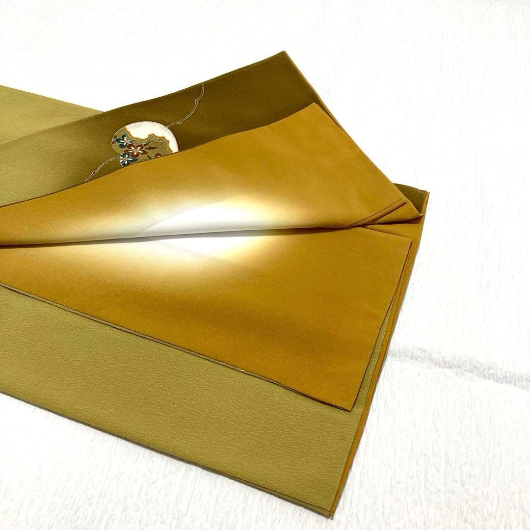 美品✨】東レシルック 洗える着物 付け下げ 緑みのくすみの黄 桜