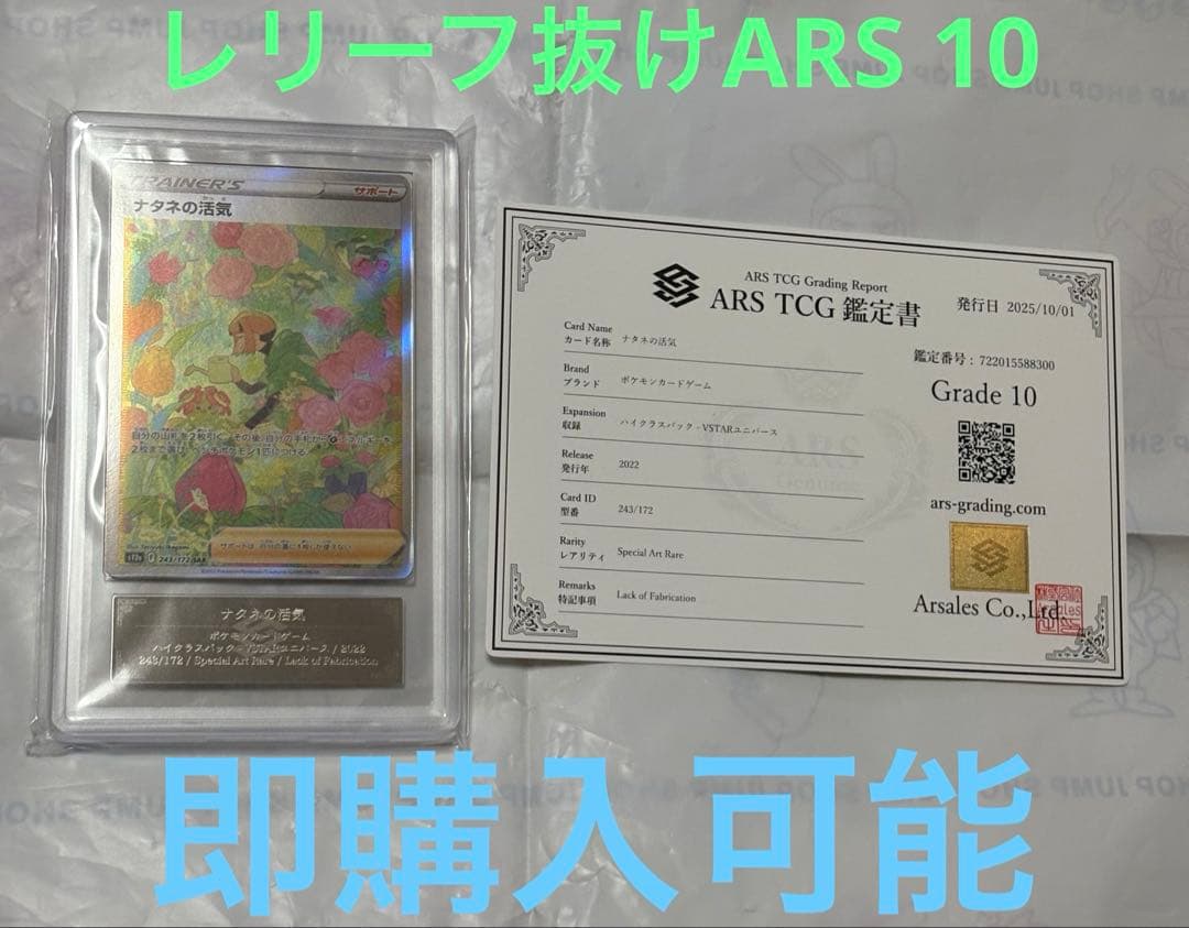 ポケモンカード　レリーフ抜け　ARS 10 ナタネの活気　SAR 鑑定書 PSA10】ナタネの活気(SAR){サポート}〈243/172〉[S12a] – 晴れる屋2