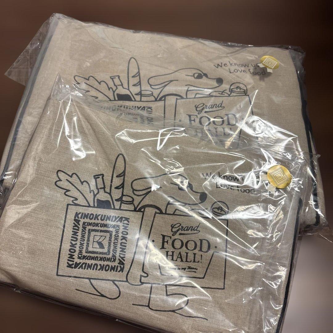 未使用⭐️紀伊國屋⭐️Grand Food Hall エコバッグ 大・小セット 紀ノ国屋×グランドフードホール】風合いのある素材感が魅力！グランド