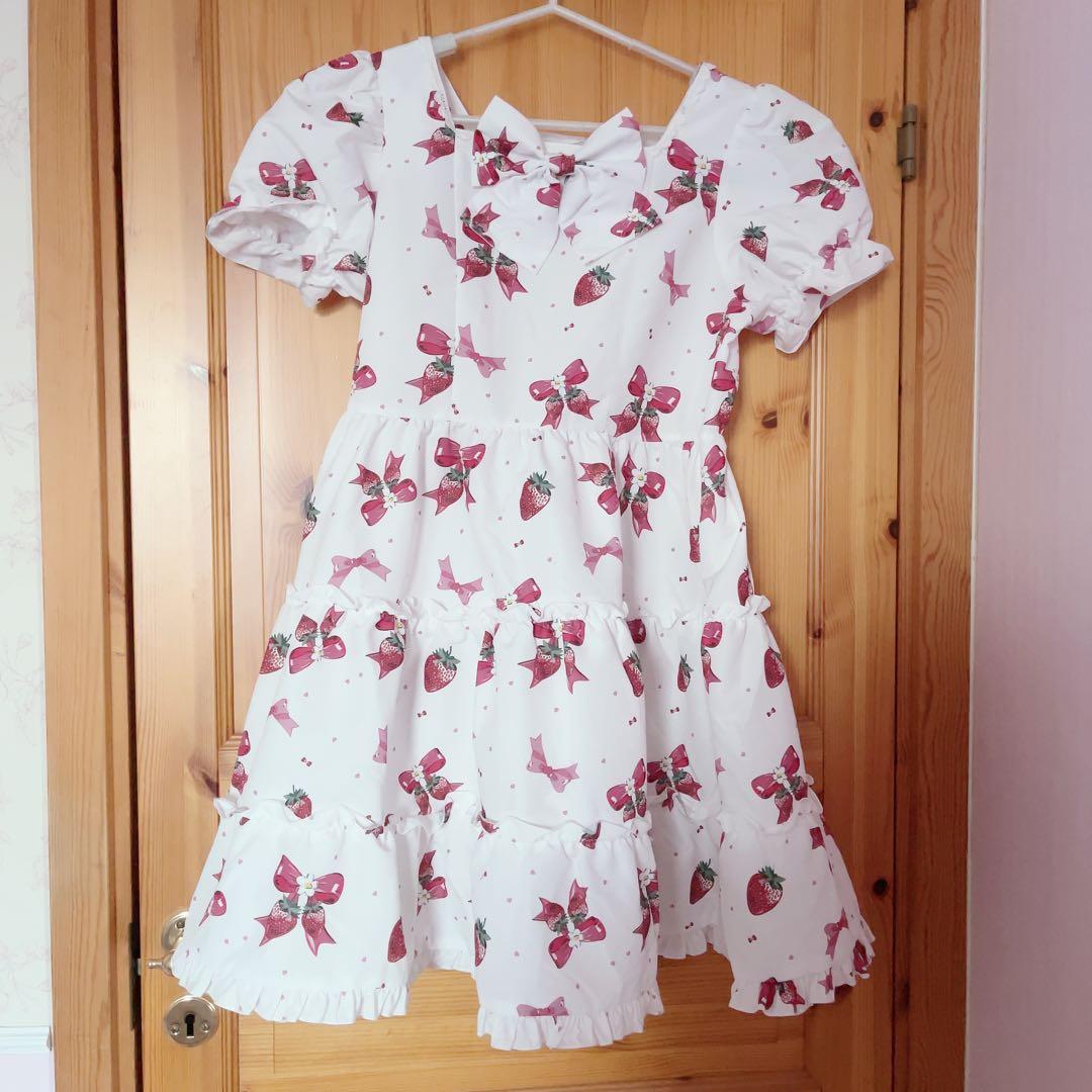 アベイル マジョレッティ まゆろん 苺柄 リボン ワンピース Lサイズ