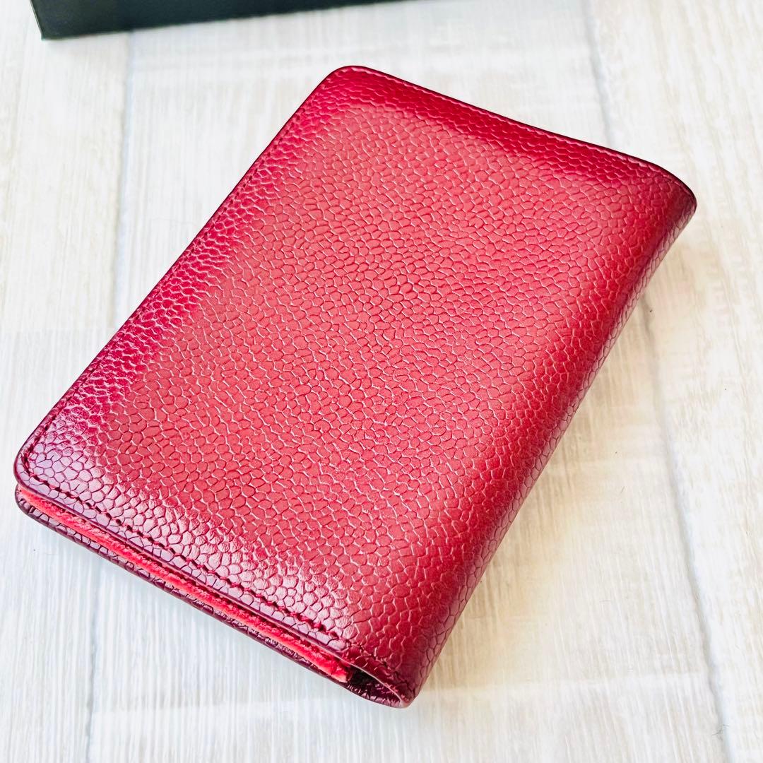 ヴィンテージ CHANEL カードケース 名刺入れ キャビアスキン レッド 赤