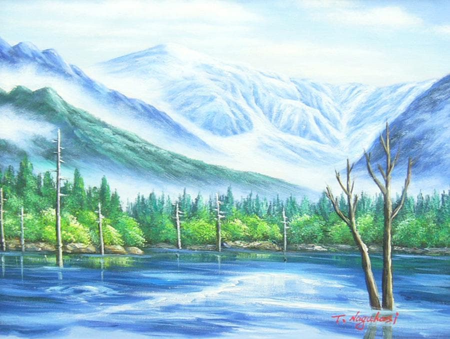 絵画 油絵 作者不詳 サイン入り 肉筆油絵 上高地 F6 - メルカリ