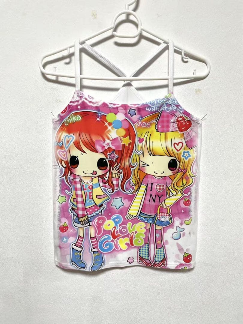 y2k 平成ギャル 人像柄 ポップキャラクターイラスト ピンク