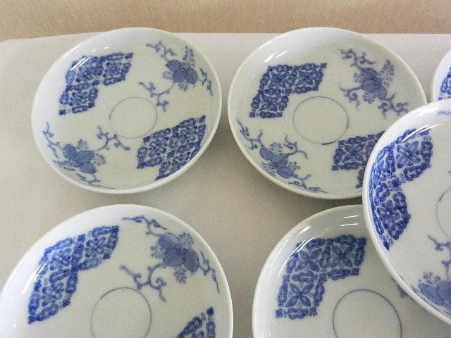 京焼「初代 幹山伝七」作 藍繪深皿20客（裏印「大日本幹山製