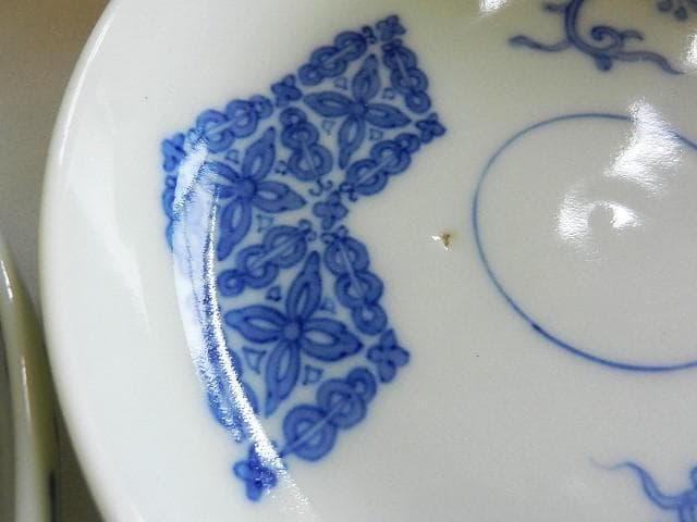 京焼「初代 幹山伝七」作 藍繪深皿20客（裏印「大日本幹山製