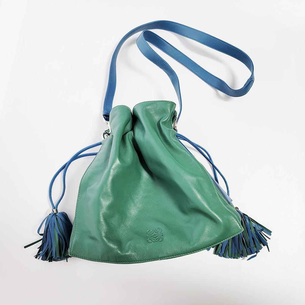 LOEWEロエベ フラメンコ ショルダーバッグ アナグラム グリーン ブルー