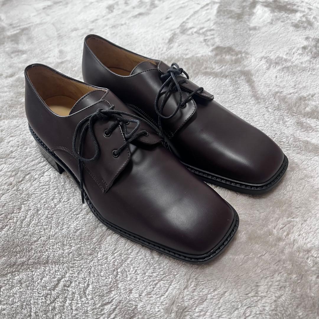 極美品 グッチ レザー スクエアトゥ レースアップ シューズ 革靴