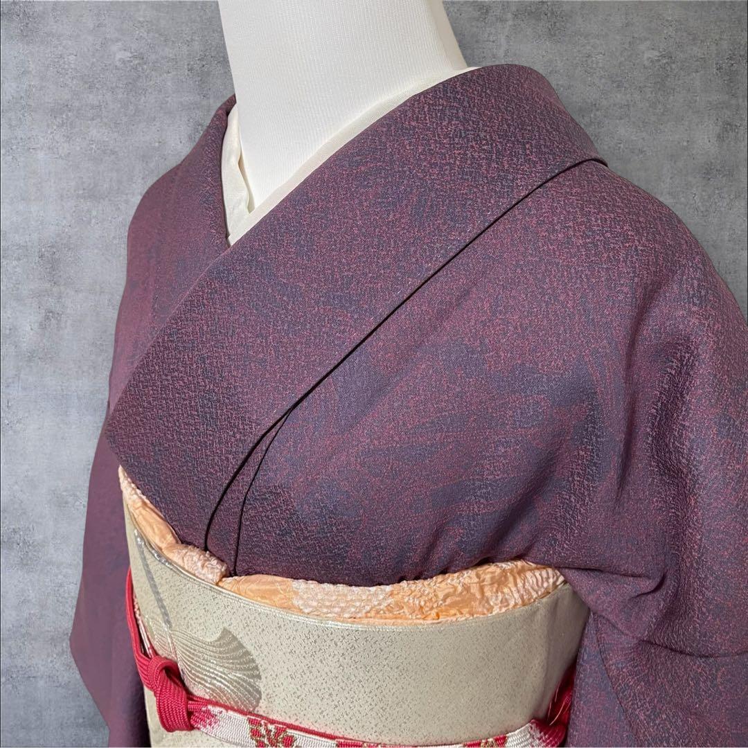 k181 単衣 色無地 洗える着物 うそつき袖 一つ紋 身丈149裄丈