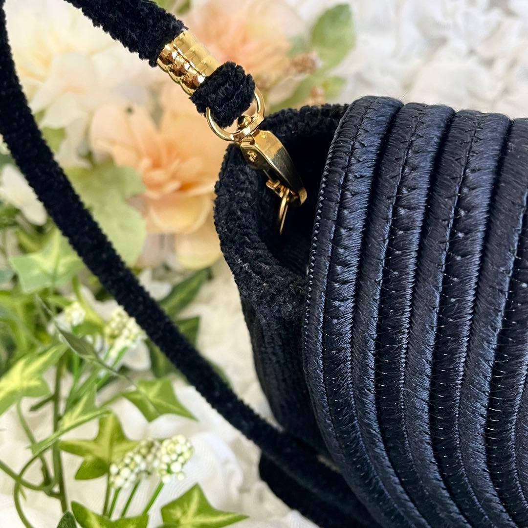 極美品】 シュニール織り フェイラー ショルダーバッグ クラッチ 黒