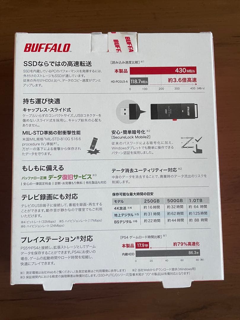 BUFFALO SSD-PUT1.0U3-BKC 1.0TB 新品未使用/未開封