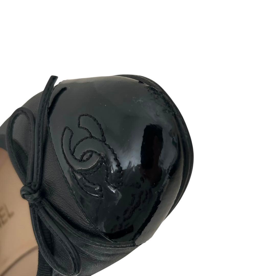 CHANEL シャネル フラットシューズ ココマーク 黒 23.5cm 36.5