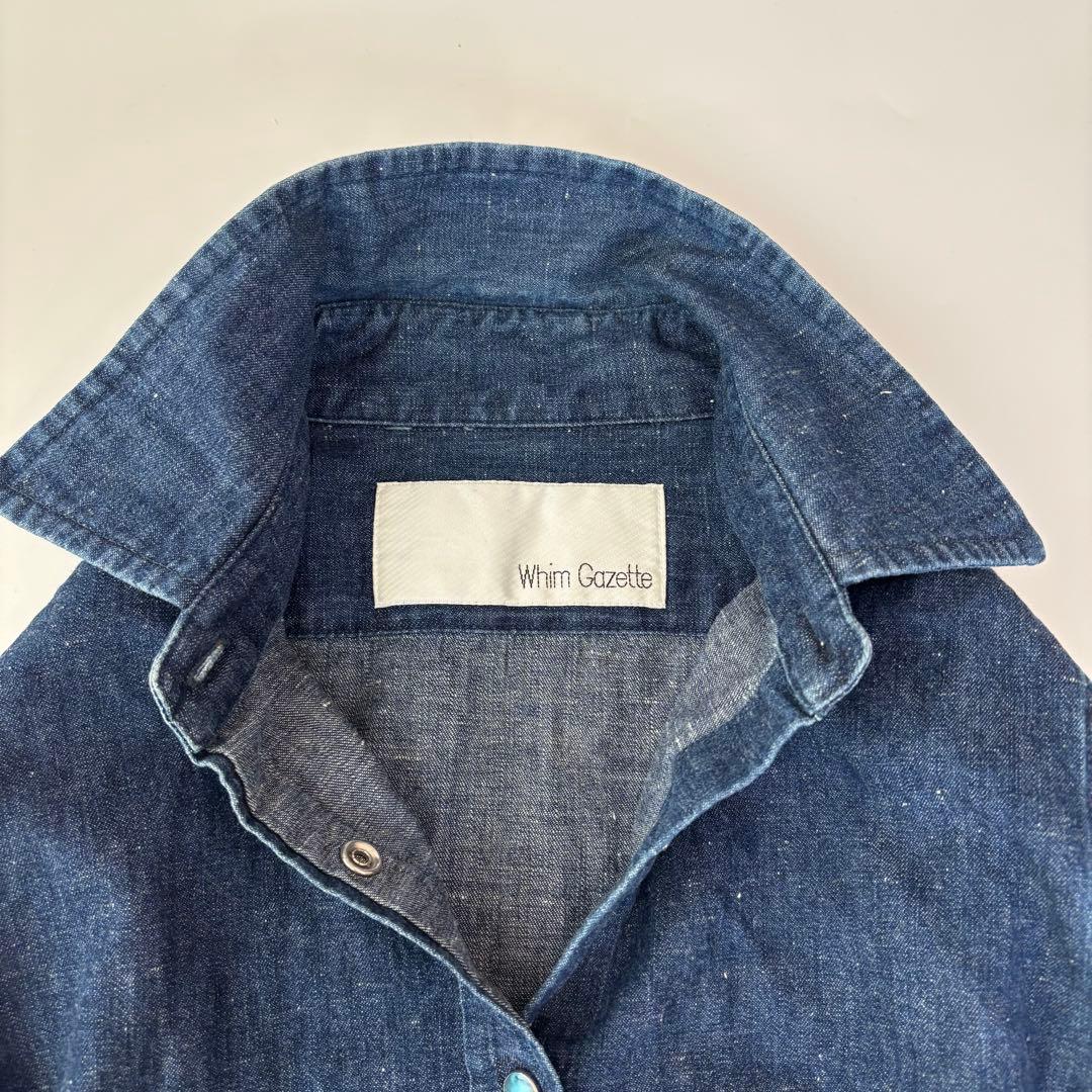 美品 ウィムガゼット デニムシャツ 長袖 羽織 ブルー - メルカリ