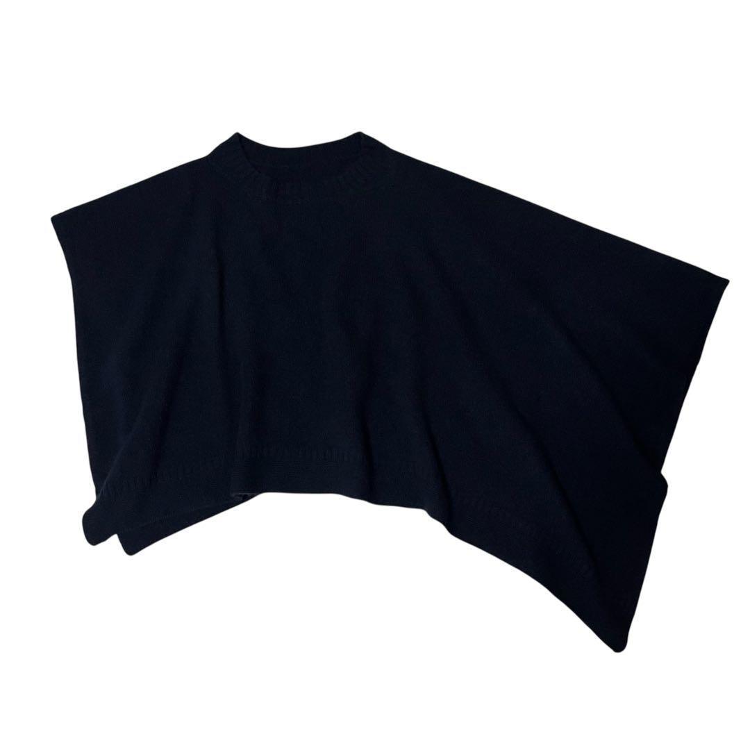 45R 45rpm カシミヤ100％ ポンチョ アシンメトリー 濃紺 ネイビー 45R 45rpm カシミヤ100％ ポンチョ アシンメトリー 濃紺 ネイビー