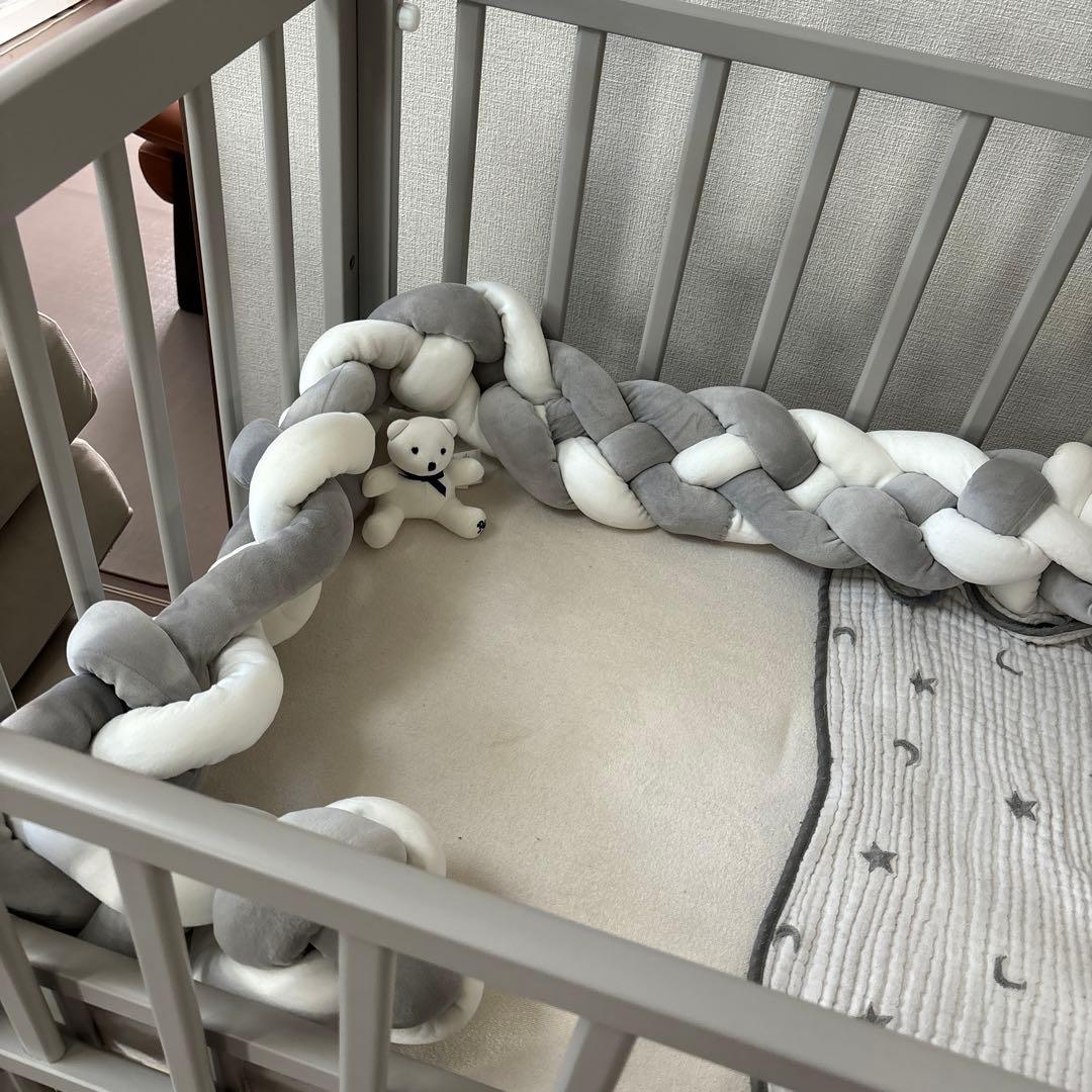 大和屋 ノモック Wオープンハイタイプ 木製ミニベビーベッド グレー