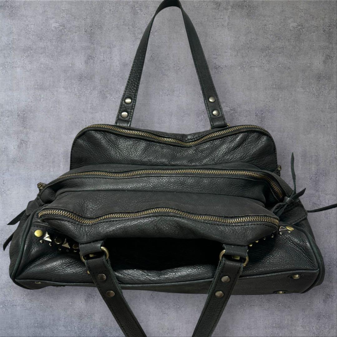 Y2K スタッズ レザー ワンショルダーバッグ グランジ 平成 ギャル男 お