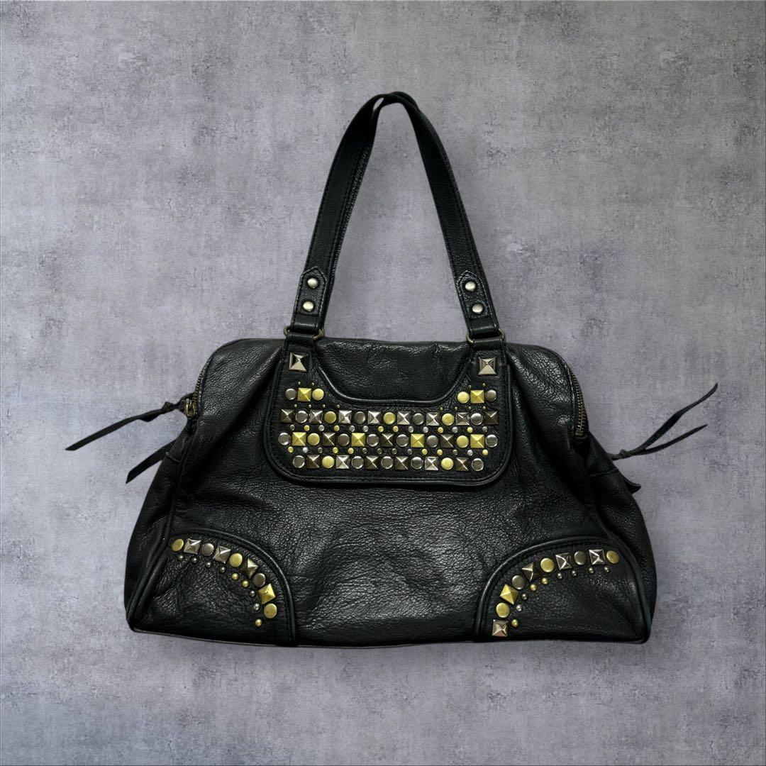 Y2K スタッズ レザー ワンショルダーバッグ グランジ 平成 ギャル男 お