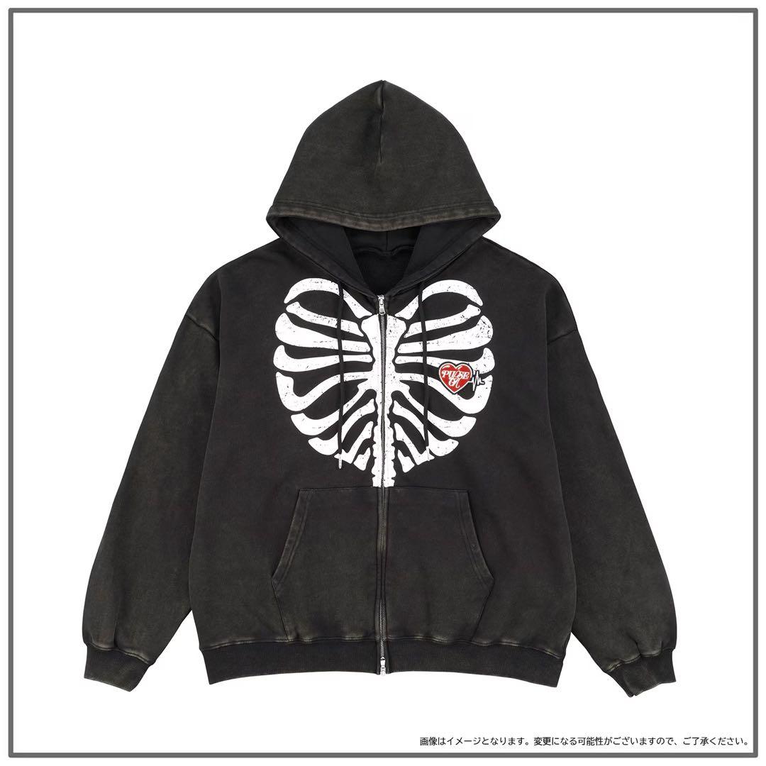 treasure pulse onジップアップフーディー（BLACK）パーカー - メルカリ